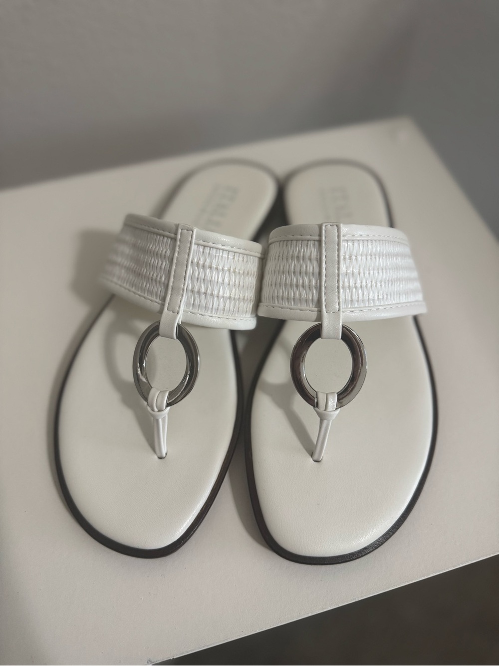 Italian Shoemakers White Thong Sandals